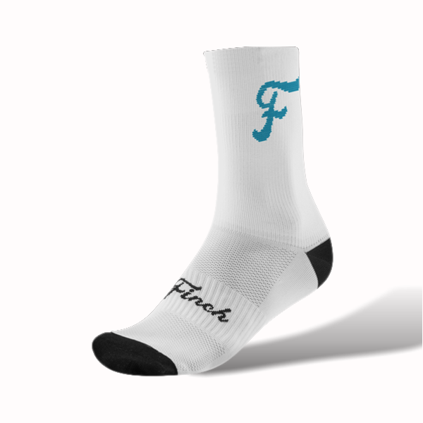 Bold White/Turquoise F Cycling Socks