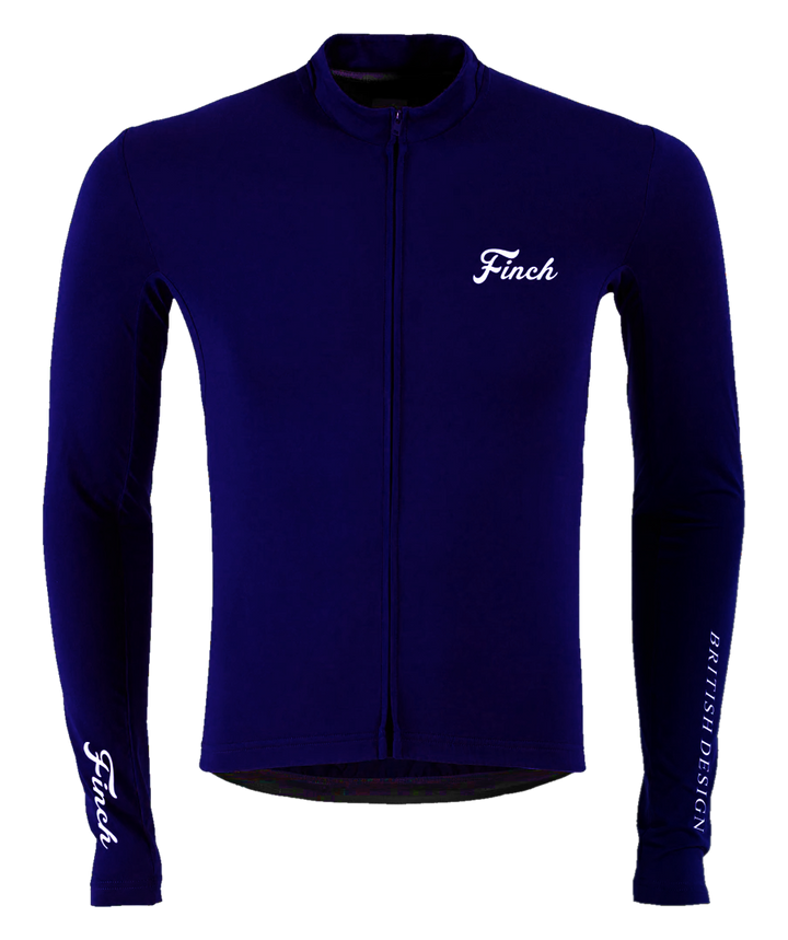 Pure / Navy Blue Long Sleeve Men's Cycling Jersey